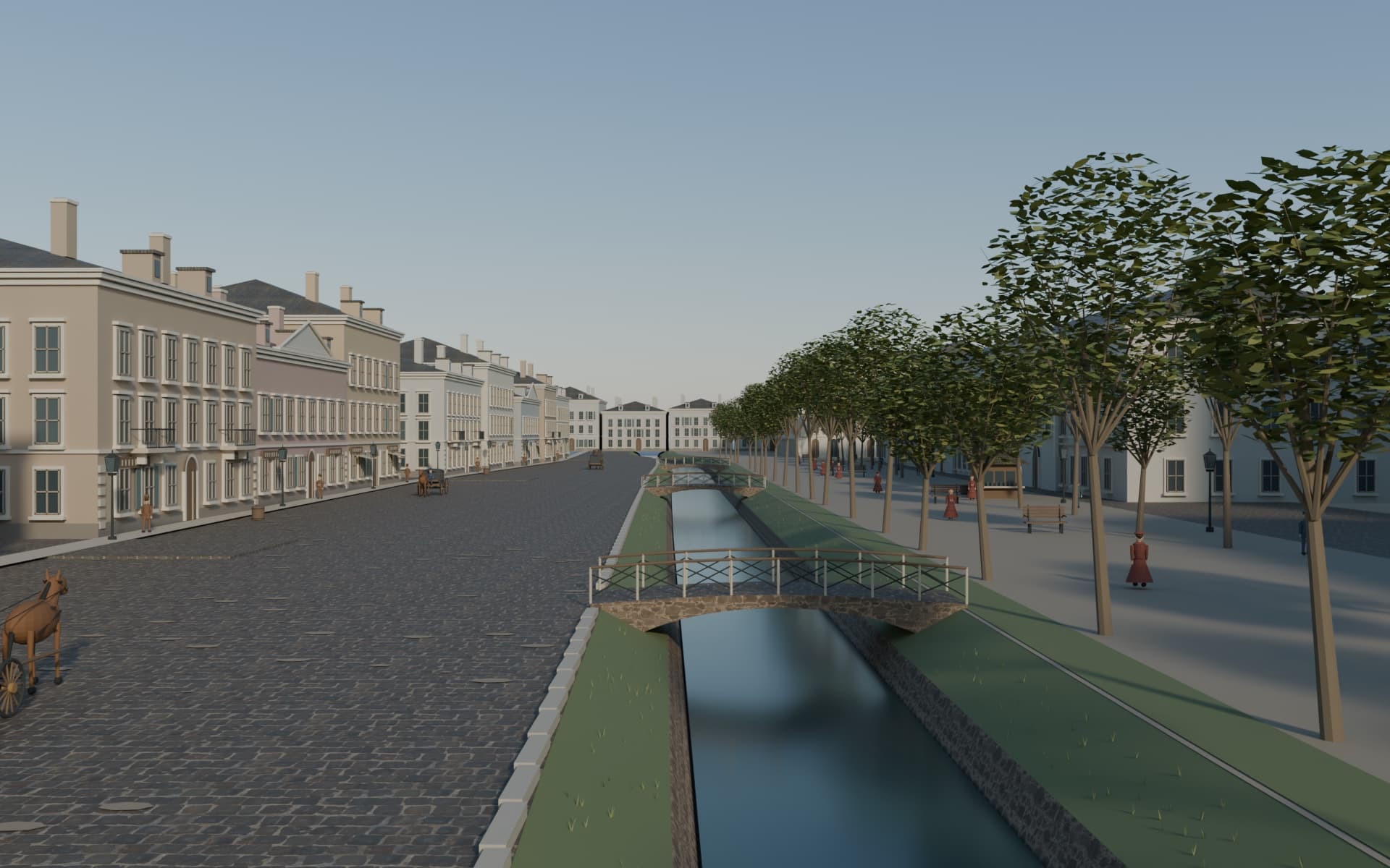 Historic Lviv with the open Poltva river